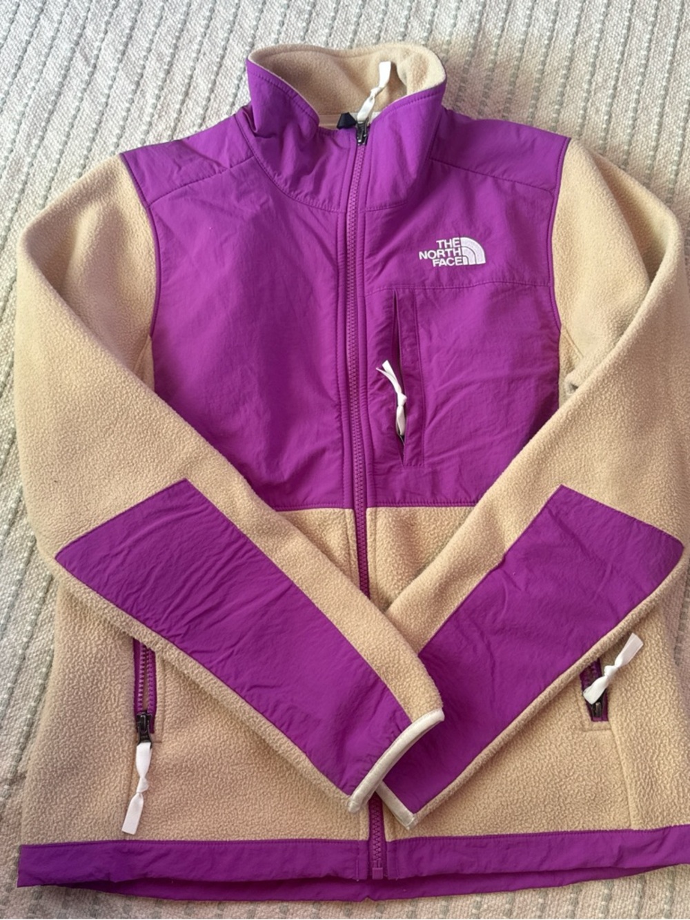 The North Face Two-Tone Fleece Jacket in Purple & Beige